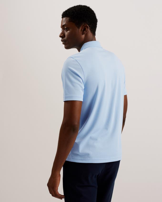 Polo Ted Baker Regular Fit With Ribbed Collar Bleu Clair Homme | CON-07767604